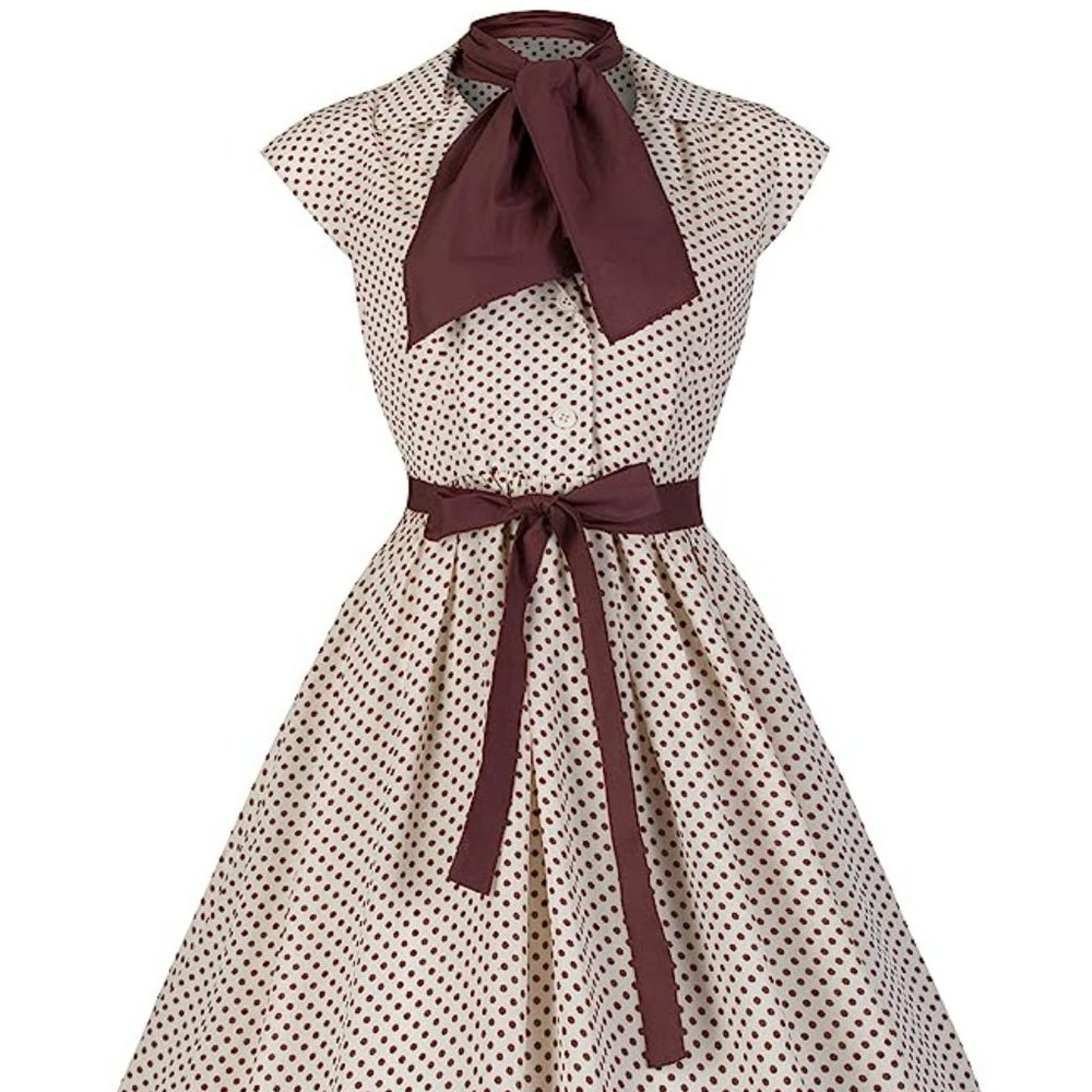Lindy Bop 'Penny' 1950's Style Chiffon Polka Dot Shirt Dress